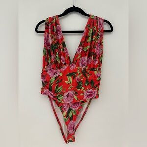 NWT Zara draped floral printed bodysuit